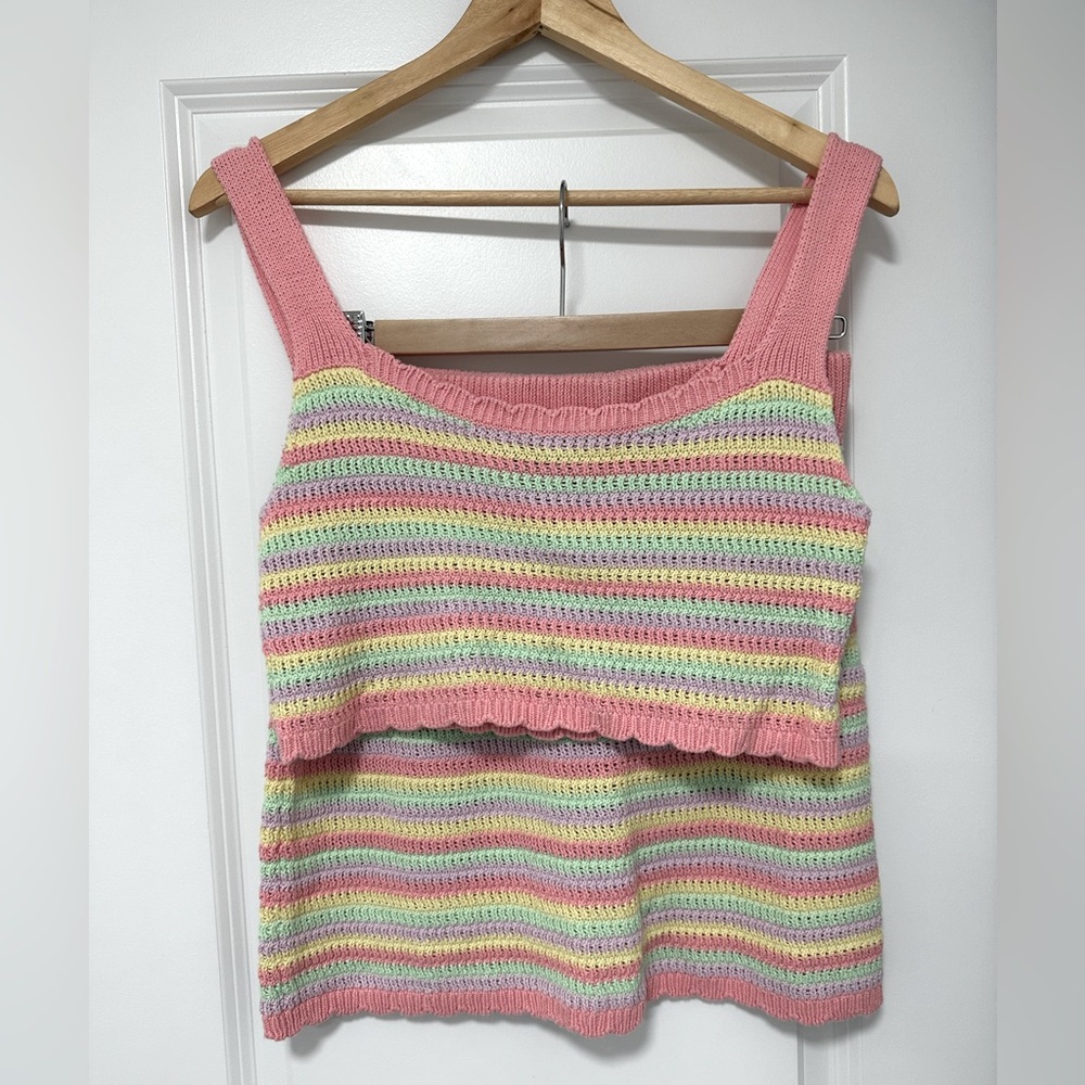 Pastel, Two Piece Knit Skirt & Crop Set